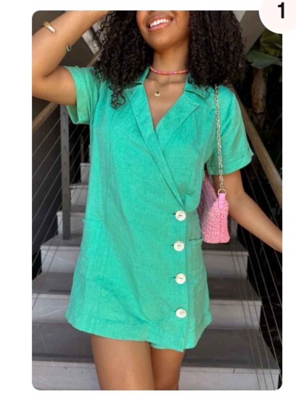 Bicoastal Blazer Romper ~ Seafoam Green XS